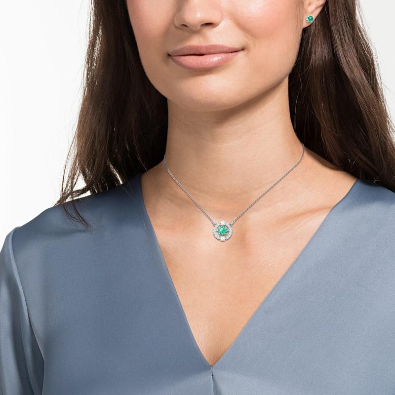Swarovski Funkelndes Tanz-Herzschlag-Grün Ohrringe-Halsketten-Set Damenschmuck 5516965