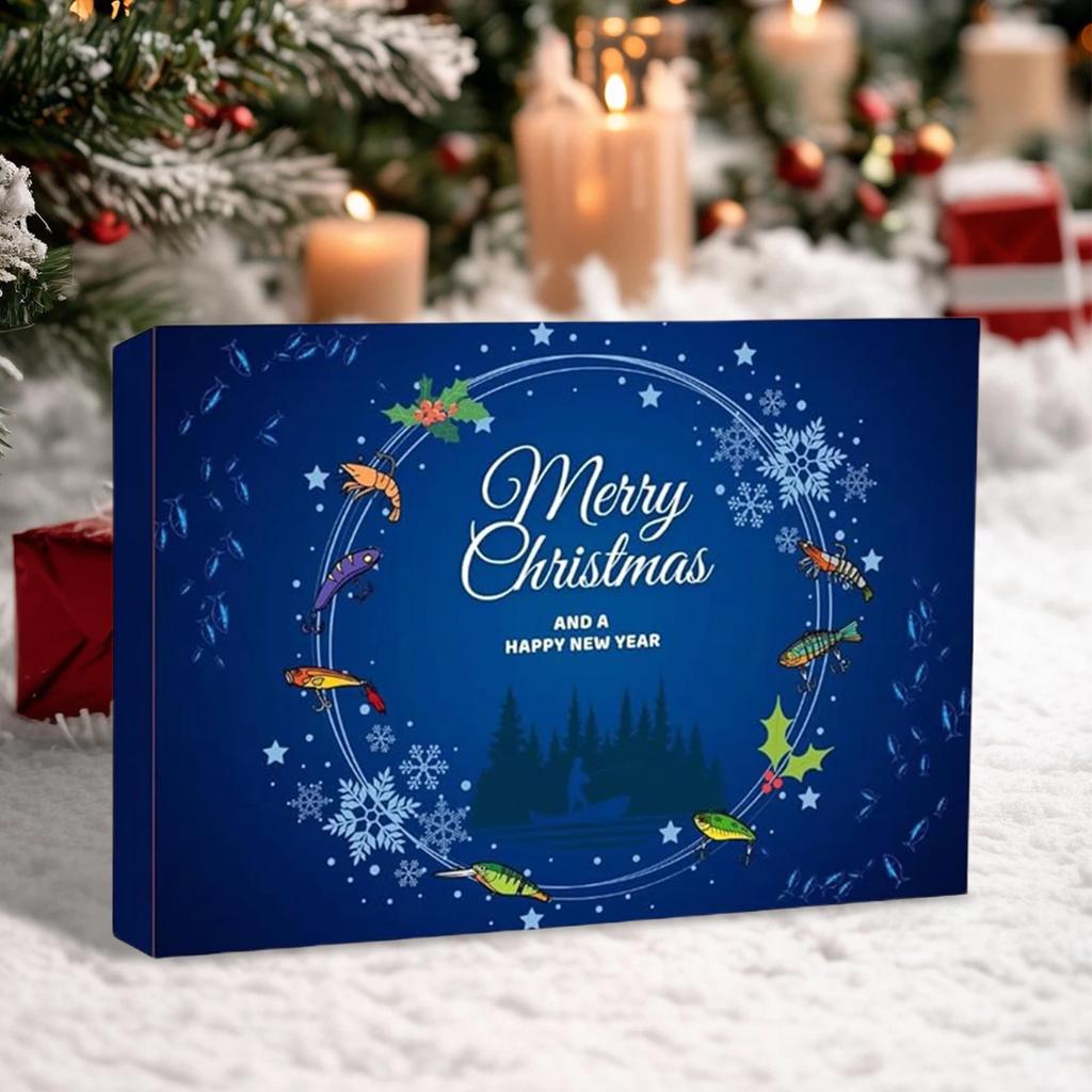 Angelzubehör Set Adventskalender 24 Tage Weihnachten Countdown Kalender Angelköder Box Weihnachtsgeschenke für Angel-Liebhaber