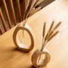 2pcs Wooden Hydroponic Plant Vases Creative Glass Tube Containers High-End Flower Decorative Vases For Workspace Home Wedding