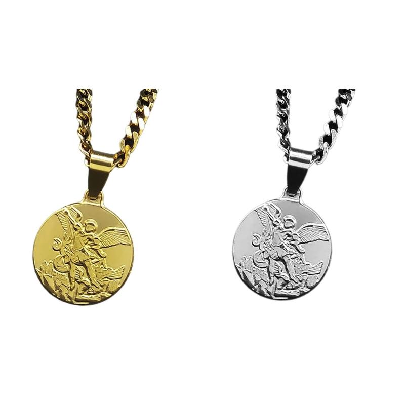 Archanděl Zlatý/Stříbrný Přívěsek Náhrdelník pro Muže a Ženy Nerezová Ocel Choker Náboženské Šperky Inspirativní Dárek