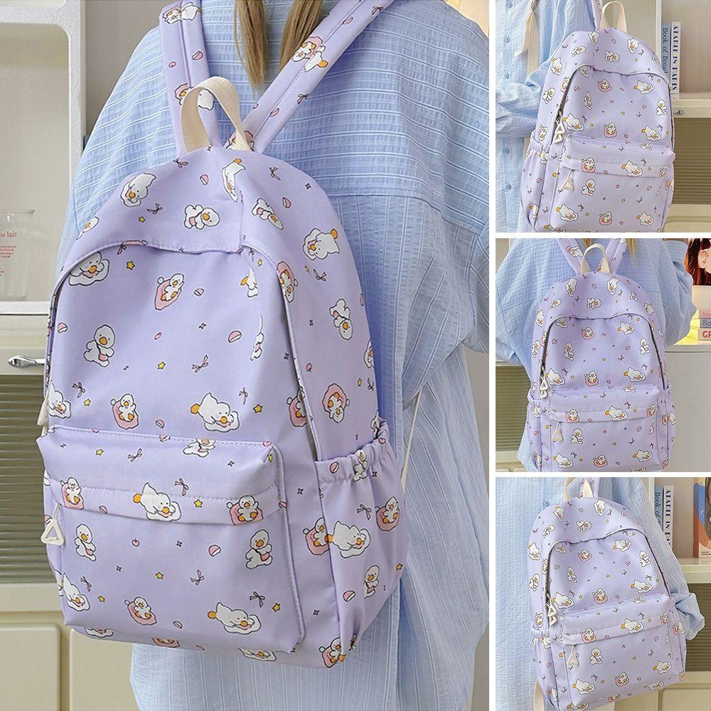New Cartoon Capybara Backpack Elephant Nylon School Bags Large Capacity Waterproof Book Bag Teenagers