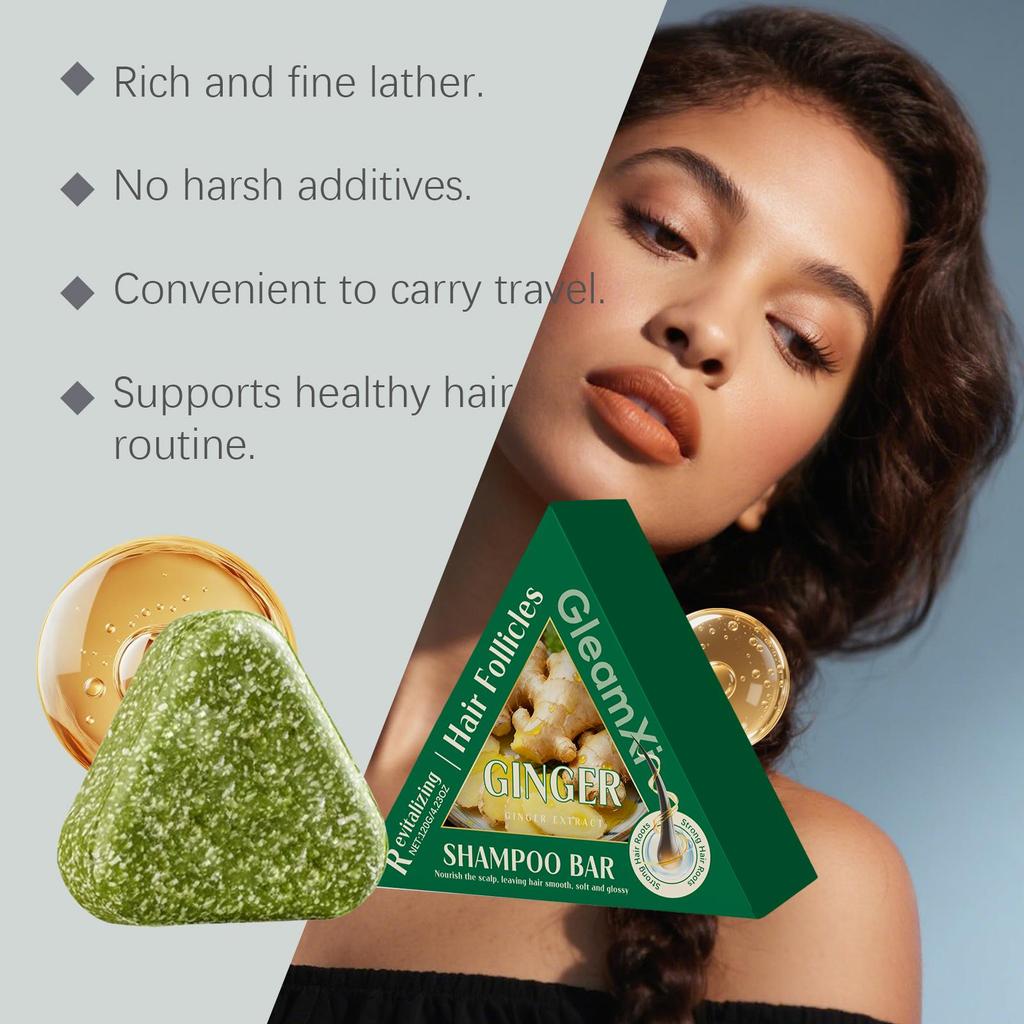 Ginger Shampoo Bar Hair Growth Anti Hair Loss Oil Control Strengthen Hair Roots Scalp Cleansing Refresh Thickening Shampoo Soap