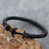 Trendy Hand-Woven Leather Men Bracelet Brown Vintage Navy Anchor Braclet Outdoor Riding Couple Leather Rope Bracelet