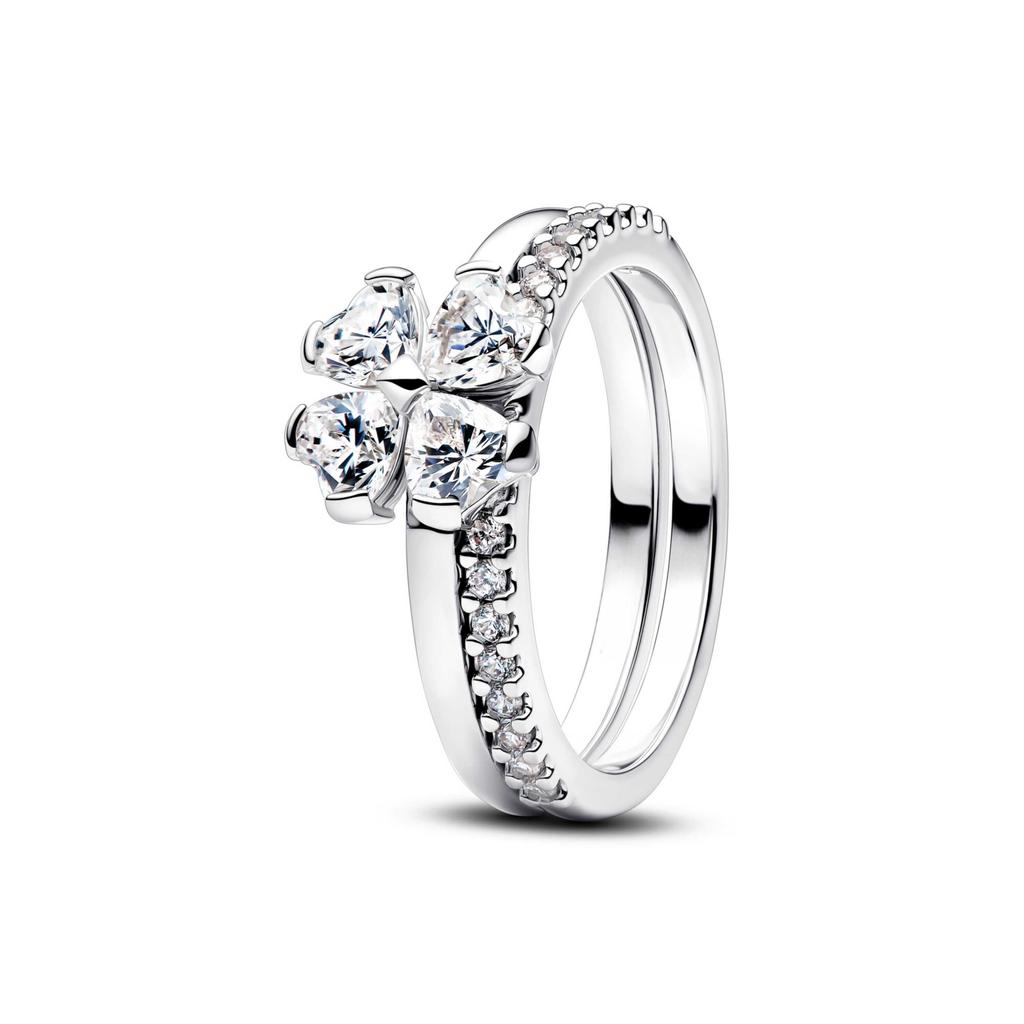 Luxury 925 Silver Heart-shaped Bow Flower Ring Fit Women's High-end Jewelry Parties Valentine's Day Gifts