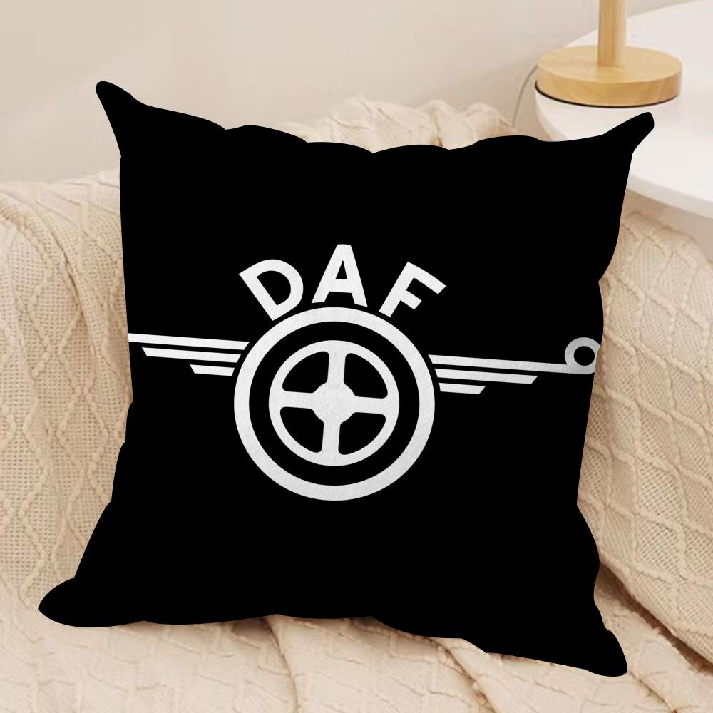 

D-DAF T-Truck Logo Cushion Cover Silky Short Plush Sofa Pillow Cover Hidden Zipper Soft Dustproof Case for Home Decor 60cmx60cm