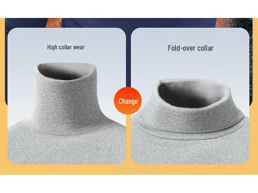 Top Spesso in Peluche a Maniche Lunghe da Uomo: Caldo, Vestibilità Slim, Collo Medio/Alto, Strato Autunnale Anti-Freddo