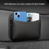 Samolepicí kožená kapsa na organizér na opěradlo autosedačky, Univerzální lepící úložná kapsa na telefon, peněženku, karty, boční dveře auta