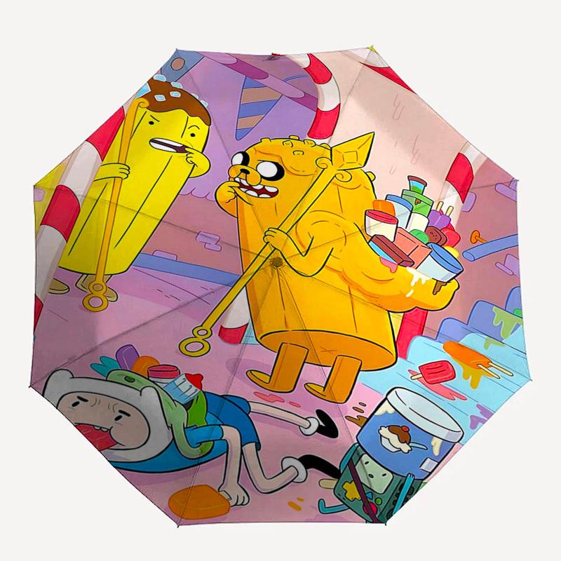 1pc Adventure Time Outdoor Umbrella - Automatic Opening/Closing, Portable 3-Fold Design with 8-Rib Iron Frame - Perfect Gift for Fans, Travelers,