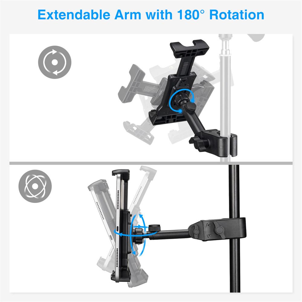 Adjustable Tablet Phone Stand Holder Clip w Magic Arm Super Clamp Tablet Holder for iPad iPhone 4.7-13.5Inch Tablets&Smartphones