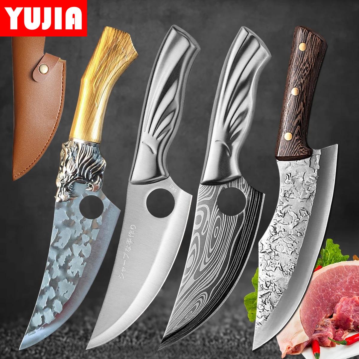 

Кованая нержавеющая сталь ручной работы, Ножи для скульптуры рыбы, Нож-воротник, Нож для мяса, Нарезка для фруктов, овощей, Инструменты