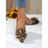 Classic Big Flower Pointed Toe Sandals Women 2025 Summer Flat Heels Light Weight Shoes Women Comfortable Daily Leopard Shoes