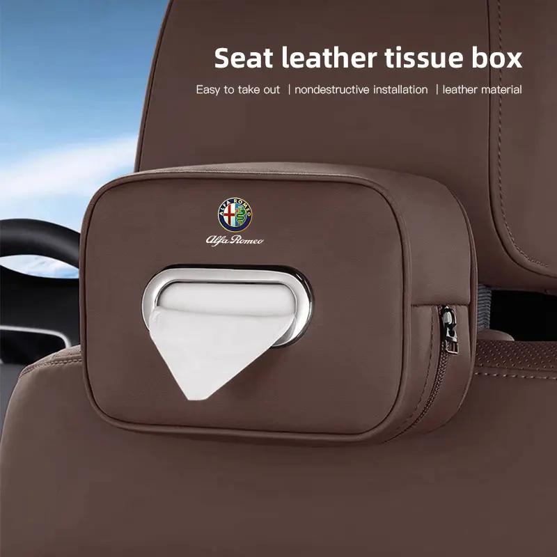 Car Stickers For Alfa Romeo Car Tissue Box Holder Leather Car Armrest Napkin Case Sun Visor Backseat Bag For Alfa Romeo 4C 159 1