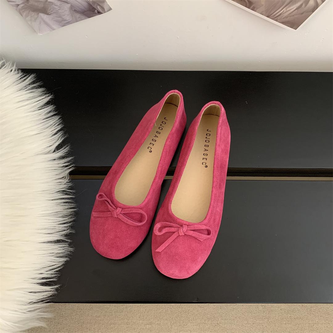 

Макарон Нежная Фея Мягкая Подошва Балетки Легкий Вырез Плоская Подошва Бант Матовый Бархат Круглый Носок Одинарная Обувь Туфли-Весла 40 розы красного