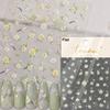 Crystal White Flower Leaves Petal Wet garden Spring Charming Elegant 5D Nail Art Stickers Rhinestone Adhesive Manicure Decals