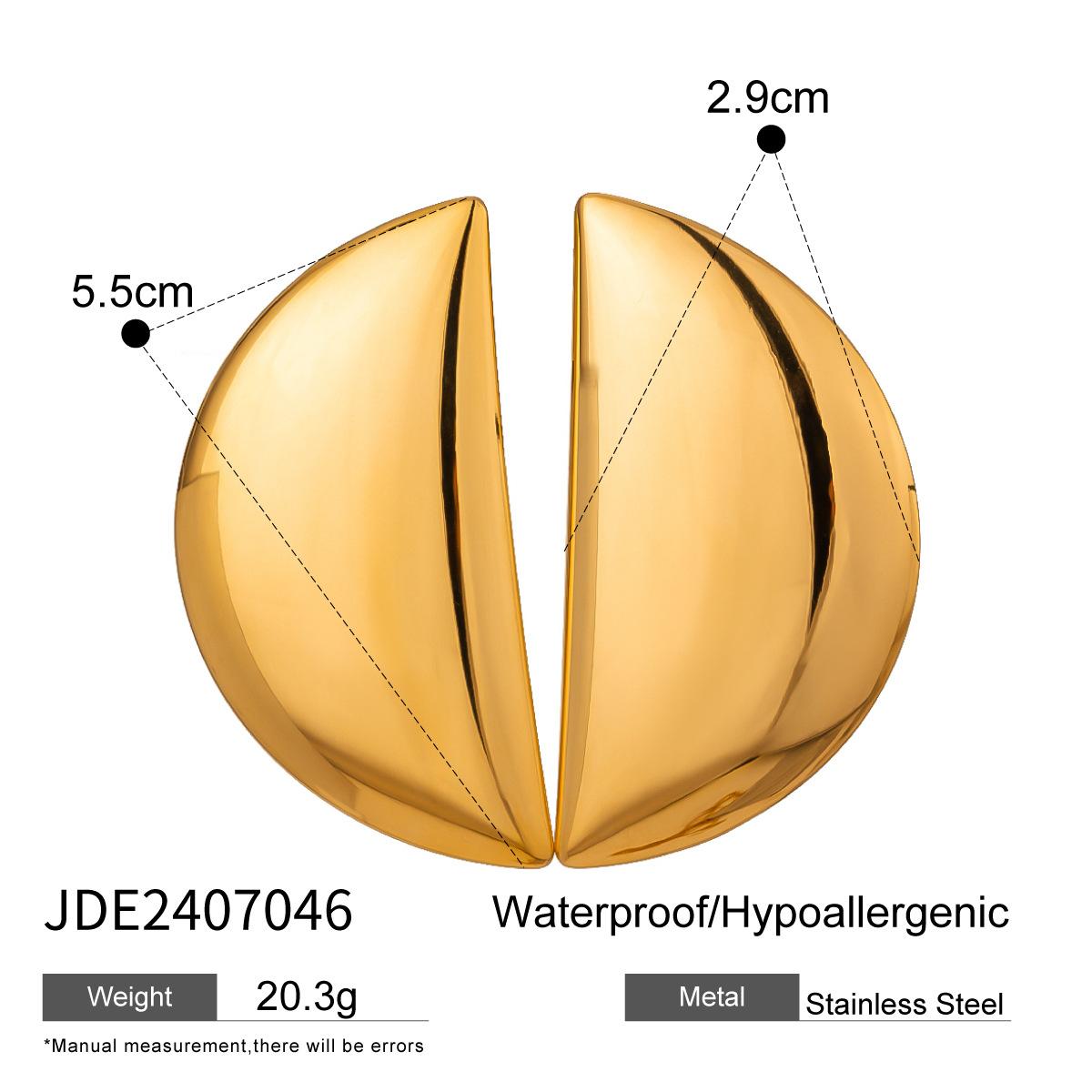 Jiedin European and American stainless steel moon stud earrings geometric exaggeration earrings titanium steel earrings jewelry