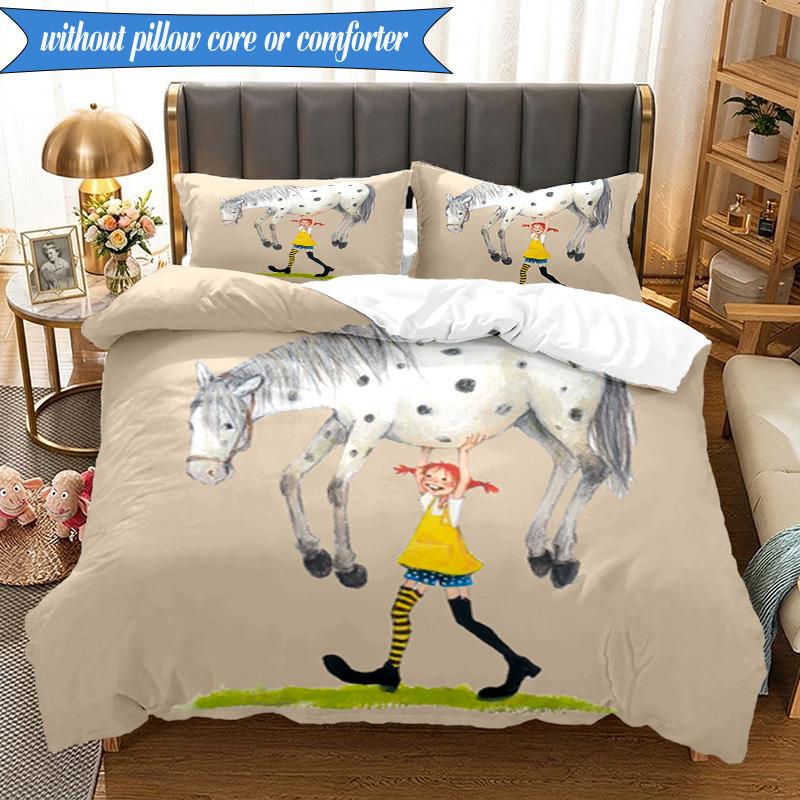 Pi-ppi And Horse Friendship 3pcs K-pop music group Bedding set,Ideal for Bedroom, Dormitory,Including Duvet Cover And 2pcs Pillowcases,Fan gifts