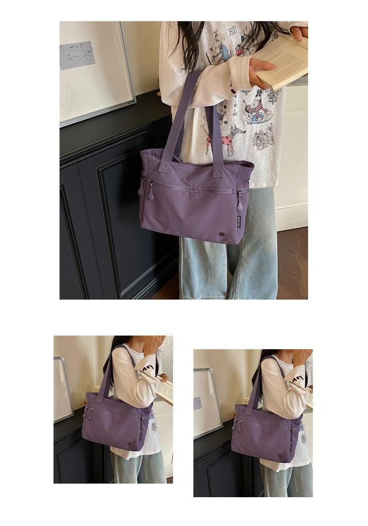 Cross-border Multi-compartment Commuter Tote - Large Capacity Solid Color Shoulder Bag for Outdoor Travel