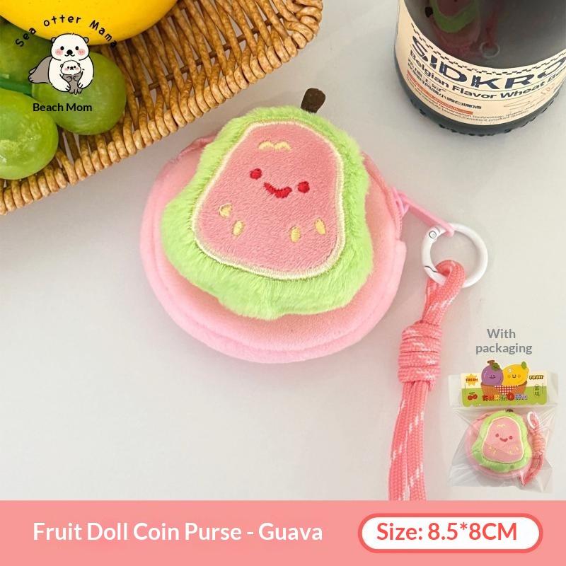 Cute Fruit Coin Purse Lightweight Hanging Pendant Soft Headphone Storage Bag for Backpack Decor Gift