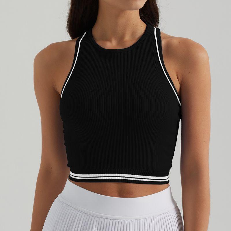 

Summer New Arrival Yoga Clothing Top Women s Sports Vest with Chest Pad Workout Bra Outdoor Sports H-Shaped Beauty Back Black M/8