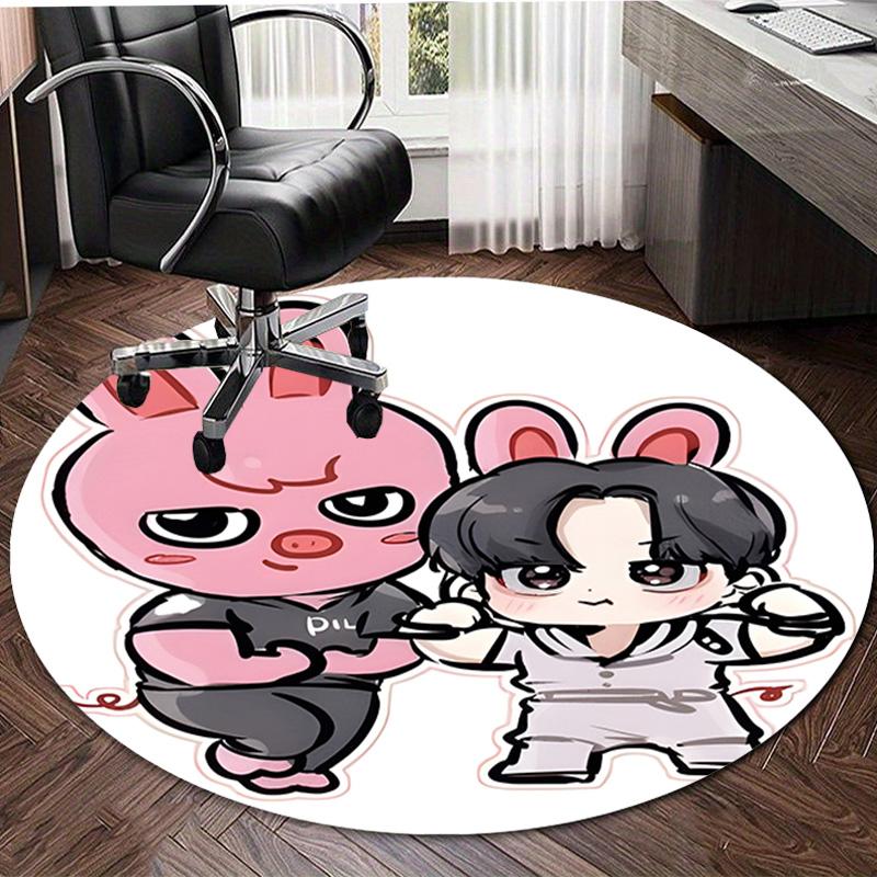 1pc Kpop Team7 Design Printed Area Round Carpet for Bedroom Living Room Home Decor Rugs Mat Non Slip Mat Rug for Bedside