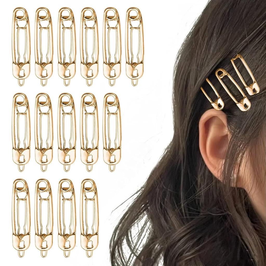 15 Stück Haarspangen Haarclips Legierung Sicherheitsnadelform Haarspangen Barrettes Goth Haarspangen Set Friseurwerkzeug Haaraccessoires