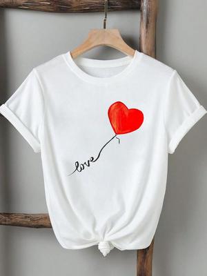 Love Heart Trend Abbigliamento carino Stampa 3D T-shirt Donna Lady Tshirts Manica corta Moda Casual Grafica T Top