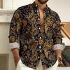 2026 Nuova Camicia da Uomo a Maniche Lunghe con Stampa Paisley a Motivo di Anacardi, Vintage, Comoda ed Elegante Top Casual da Uomo con Collo a Revers