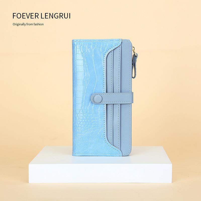 

Кошелек женский длинный с крокодиловым узором, нишевый дизайн, женский складной кошелек, сумка для карточек, сумка one size розовый