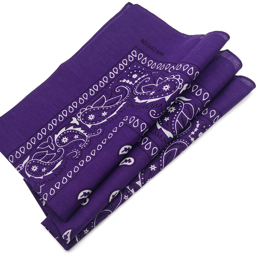 Trifong Bandana Purple Paisley Cotton 100% Large 55cm x 55cm