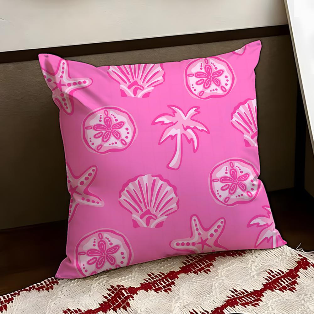 Coral Seashell Pattern Cushion Cover Reversible Soft Durable Pillow Cover Home Car MultiScene Use for Daily Comfort