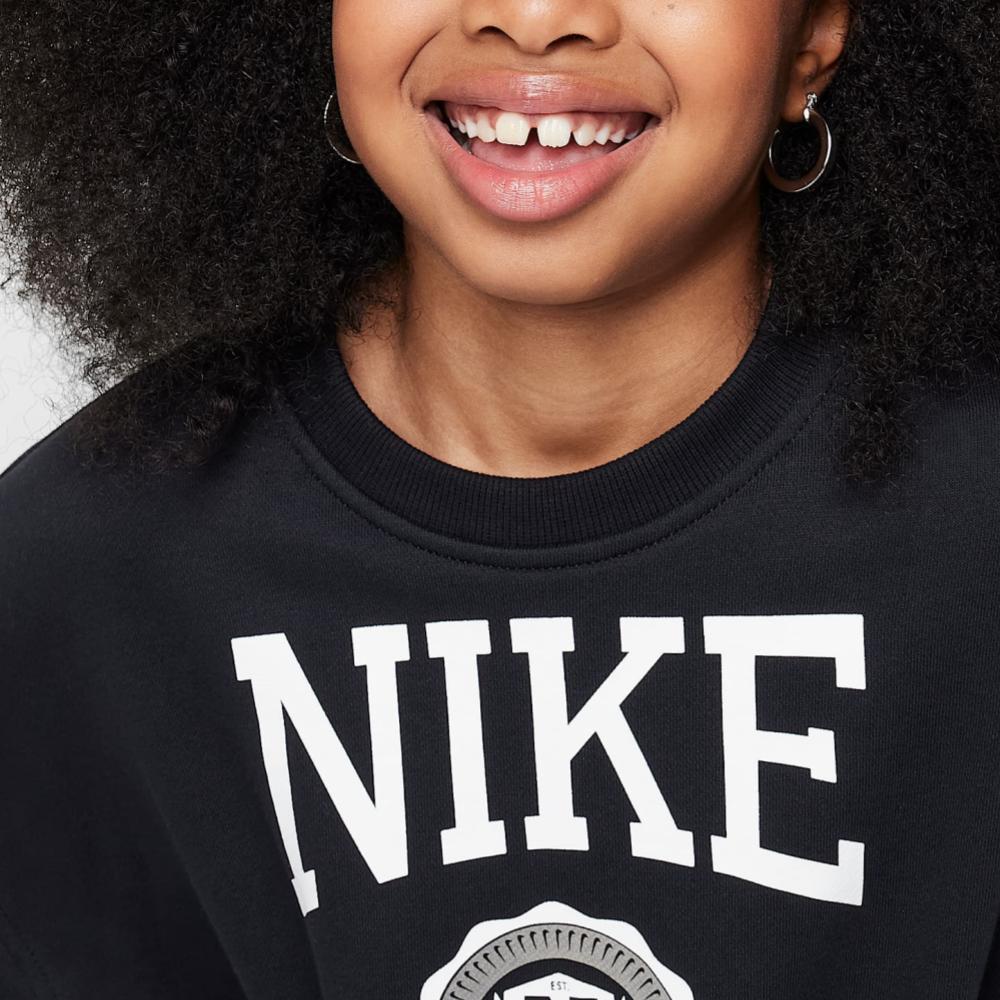 Nike Sportswear Club Mote Rundhals Genser Langermet Enkel Allsidig Barnetopper Svart Hvit HJ3373-010