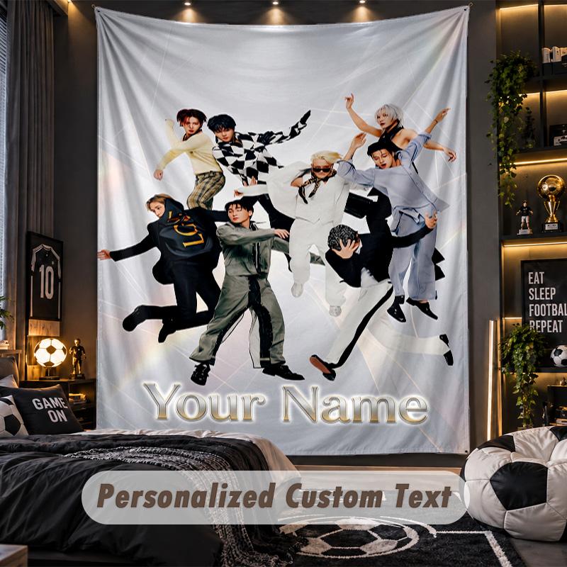 Personalized Wall Tapestry,ATEEZ Custom Printed Name, Fabric Wall Art For Indoor Room Backdrop