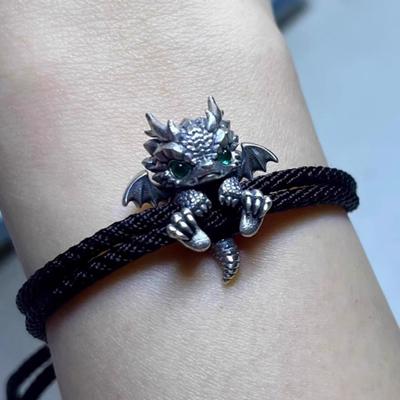 Drachenarmband, gedrehtes Seil, Retro-Stil, chinesischer Stil, polierte Legierung, leichtes Hip-Hop-Handgelenk-Accessoire, Unisex-Armreif-Schmuck