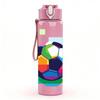 1PC Pixel Style Soccer Ball Art 750ml Color Plastic Sports Water Bottle Leakproof Flip Straw Lid Suitable for Sports Office Home Use