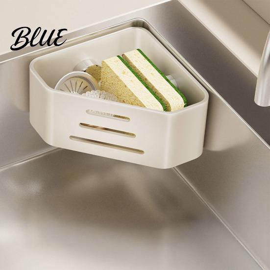 Sponge Drying Rack Sink Filter with Suction Cups for Kitchen Corner Quick Carbon Steel Caddy Hollow Design Rustproof Holder Soap And Brushes