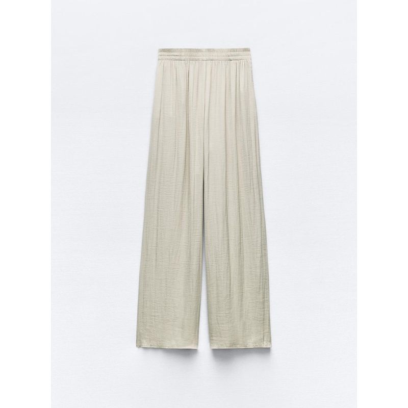 

За 24 Лето Новый продукт Женская одежда Мода Милая Элегантность Эластичная талия Плиссированные Брюки с широкими штанинами 9929049 800 Champagne XS