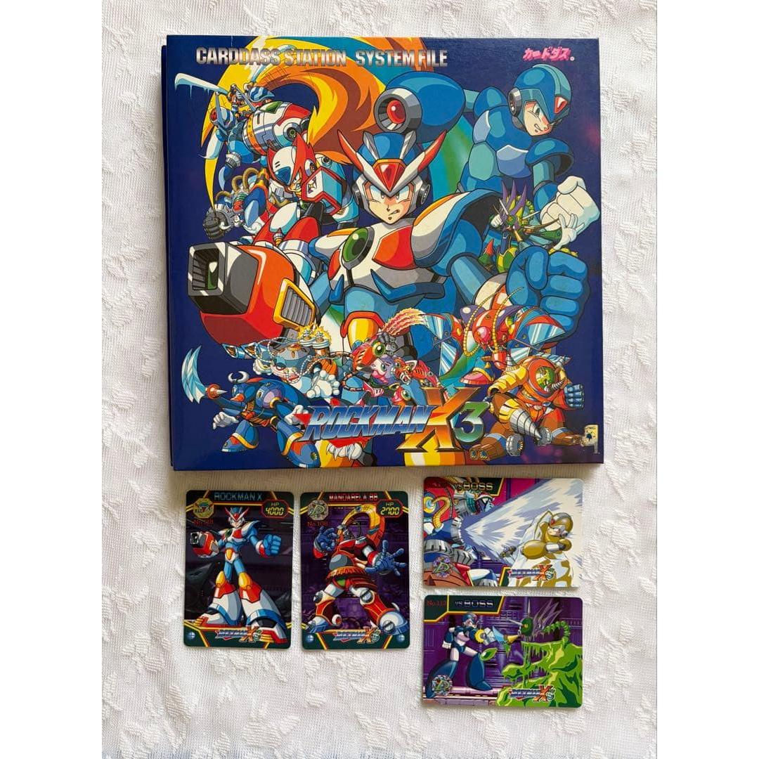 Used Rockman Carddas Station & 4 Cards 1995 BANDAI Made in Japan