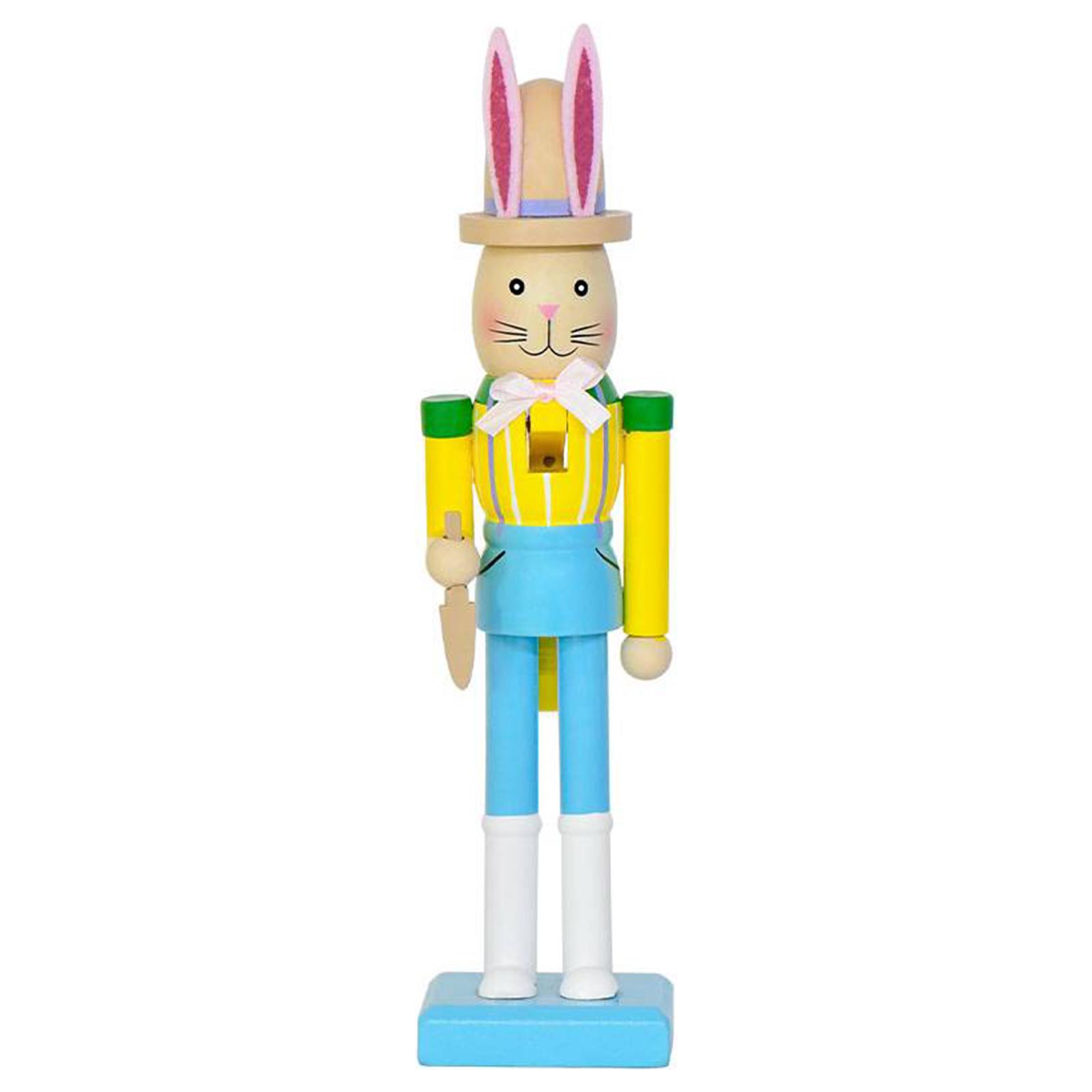 Cute Easter Wood Decorative Bunny Figurine Ornament 10 Inch Easter Decoration Tabletop Figurine for Holiday Decoration