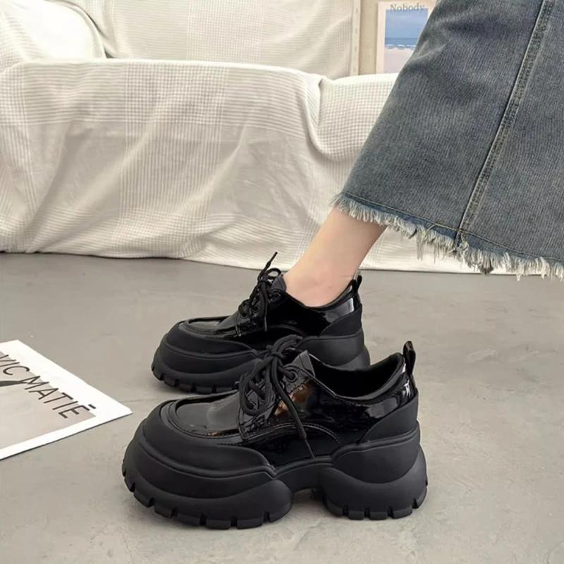 

Женские туфли Мэри Джейн на толстом каблуке, весенние туфли-лодочки в британском стиле на платформе из кожи, женские туфли на каблуке для платья, одинарные туфли 40