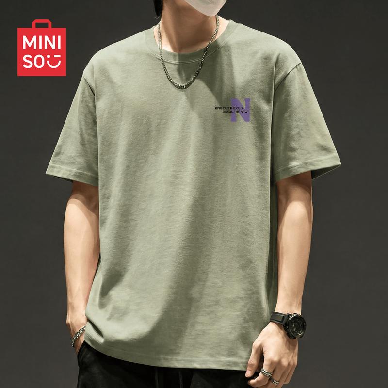 MINISO Men's Pure Cotton Loose-Fit Round-Neck T-Shirt