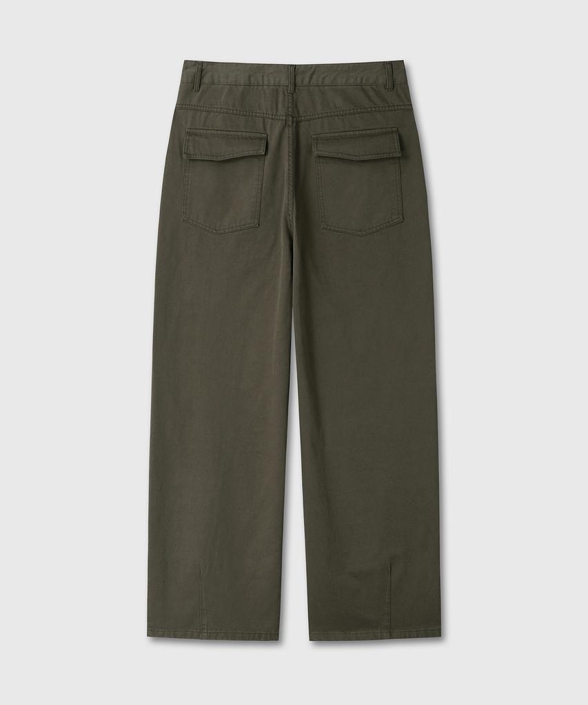 Daibeuin Washed Loosed Wide Cotton Pants (Khaki)