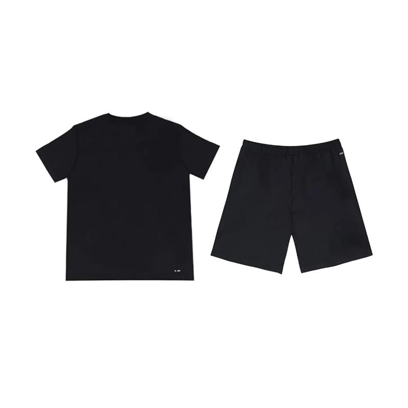 Li Ning Logo Print Simple Fashion Breathable Comfortable Versatile Round Neck Pullover Short Sleeve T-Shirt Casual Sports Set YTSU141-2+YKSV147-2