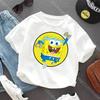 Shortsleeve Tshirt for Children of SpongeBobcotton Jersey with Anime Character Print Casual Summer Tshirts with Round Neck