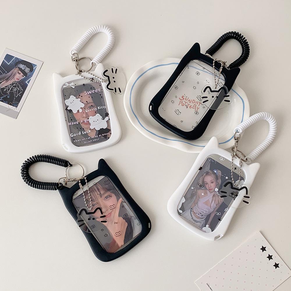 Cartoon Alien Kitten ID Card Holder - Decorative & Protective Sleeve with Star Chaser Pendant for Students