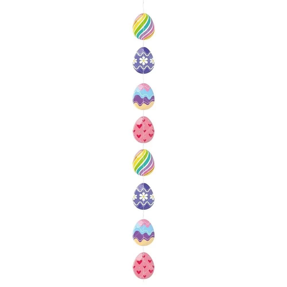2026 Colored Egg Easter Eggs Pendant Paper Happy Easter Party Colorful Eggs Pendant DIY Hangings Pendant Kids