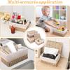 Set of 3 Woven Storage Baskets with Lids Decorative Paper Rope Wicker Baskets Nursery & Bedroom Organiser Boxes with Removable Washable Lining