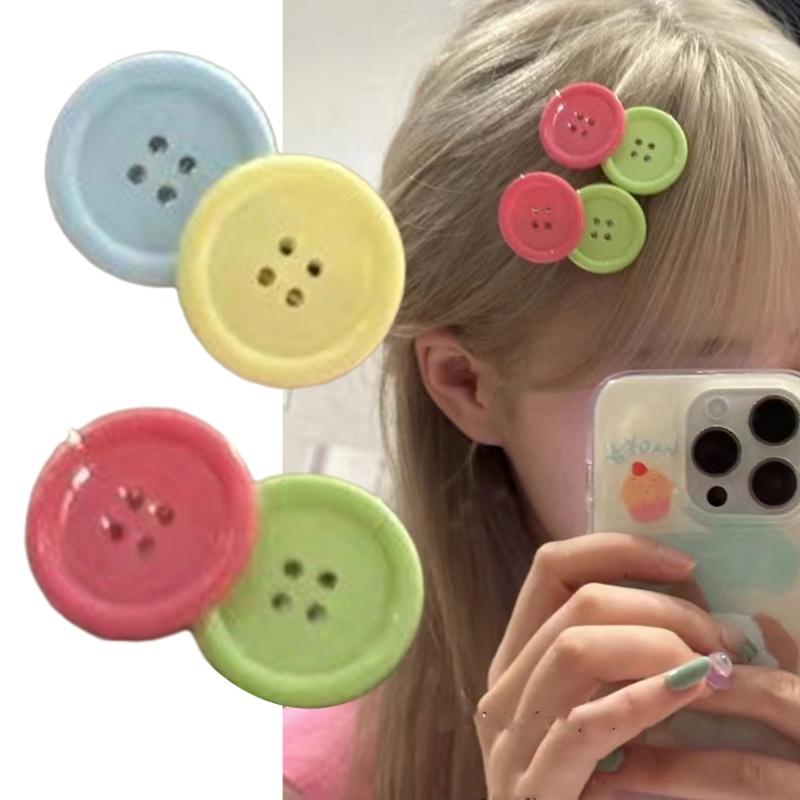 Lovely Candy Color Hair Clip Cute Button Hairpins Barrettes Sweet Hair Side Clip Hair Accessory for Kids Teens Girls
