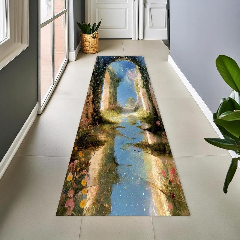 Enchanted Floral Pathway Carpet Mat Garden Rug for Home Decoration Transform Hallway Retreat Living Room Bedroom Corridor Decor