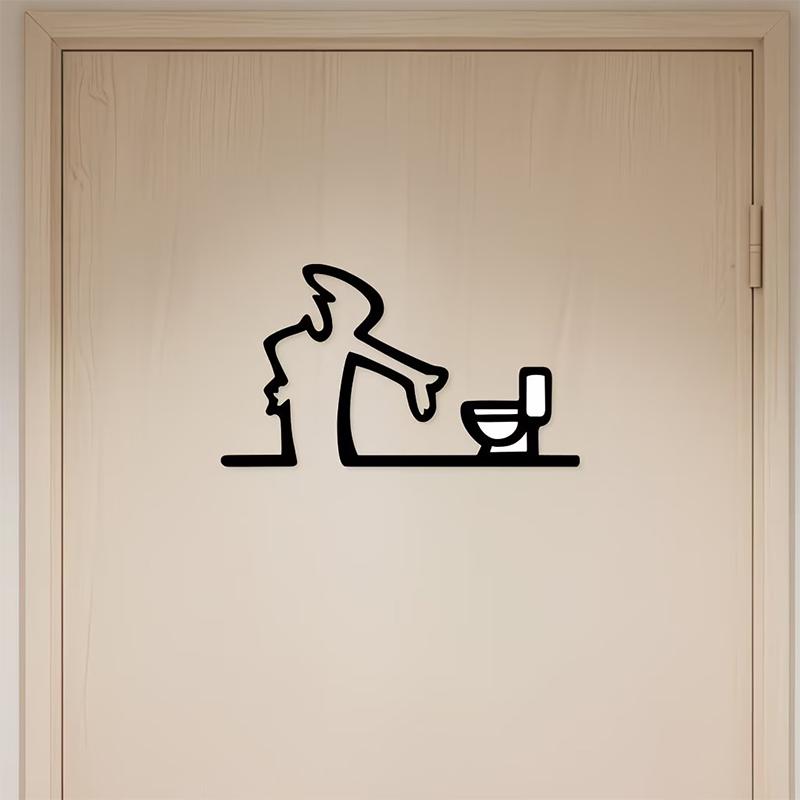3D Nyomtatott Minimalista Vonalas Faldekoráció Öntapadós WC Jel Vízálló Modern Dísz Fürdőszobába Otthoni Dekoráció