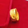 Gold Shop Same 9999 24K Real Gold Men'S Gold Ring With Adjustable Opening, Wave Pattern Gift, Beautiful Jewelry